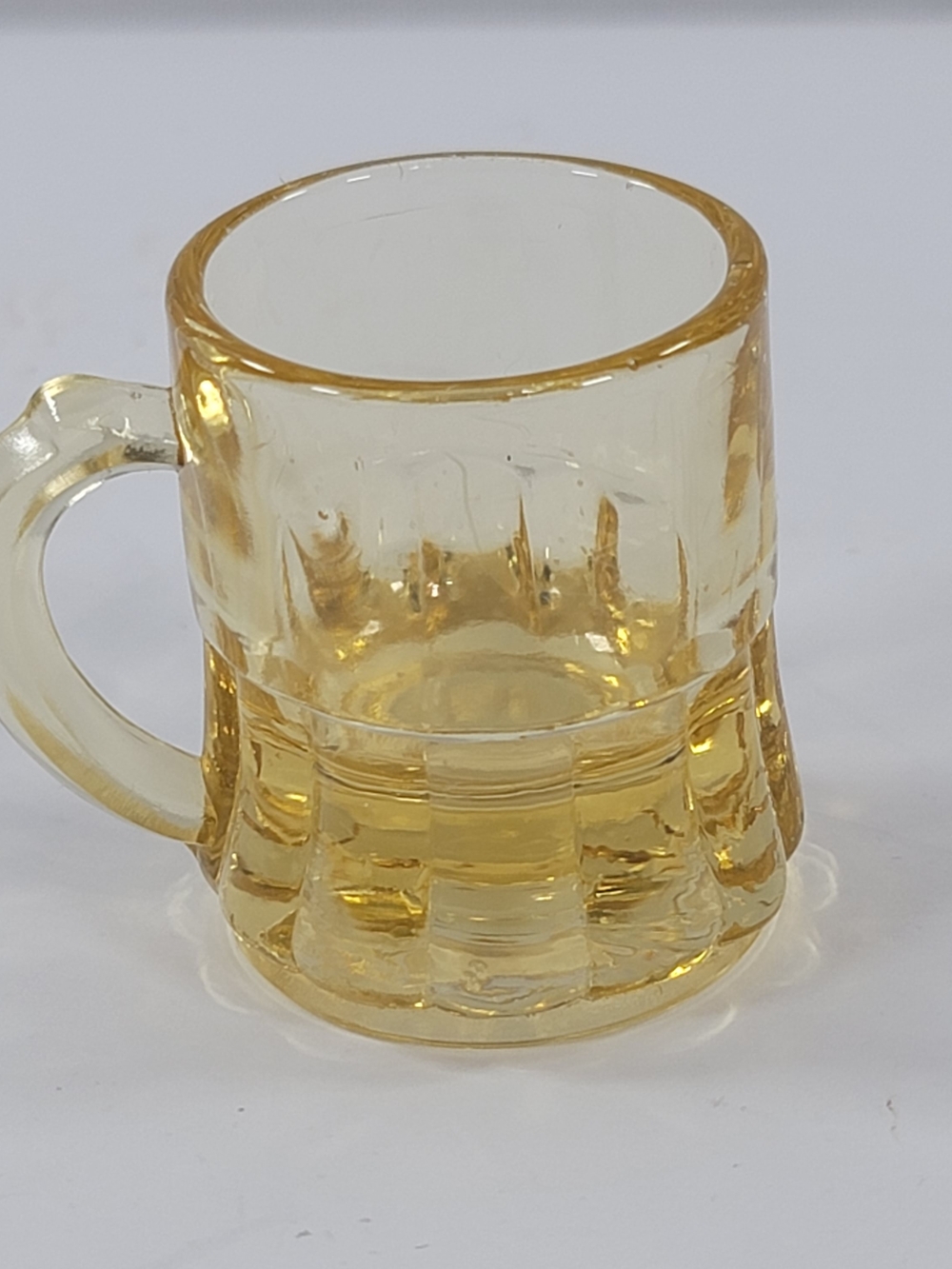 Federal Glass Mini Beer Mug Shot Glass Amber Yellow Toothpick Holder